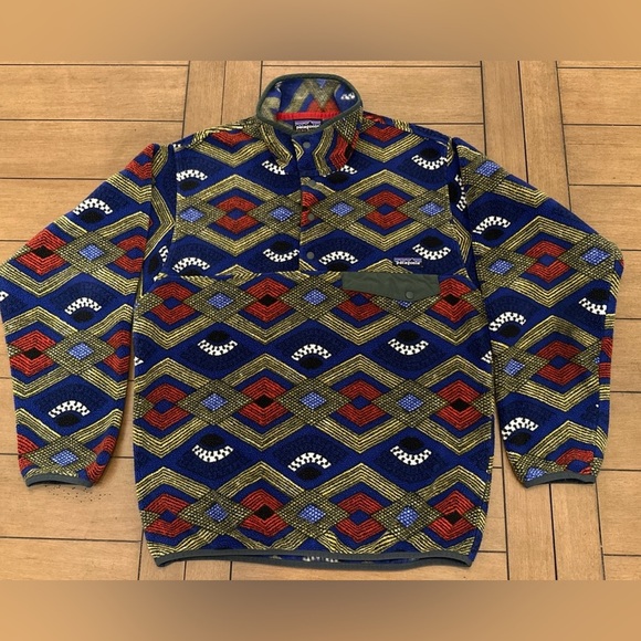 Patagonia Synchilla Fleece Pullover Mens Size Small Slowfoot Snap T Aztec 2014 - Picture 2 of 12